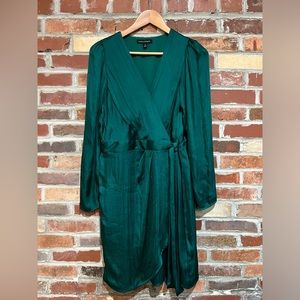 Banana Republic Satin Mock Wrap Dress, Size 8